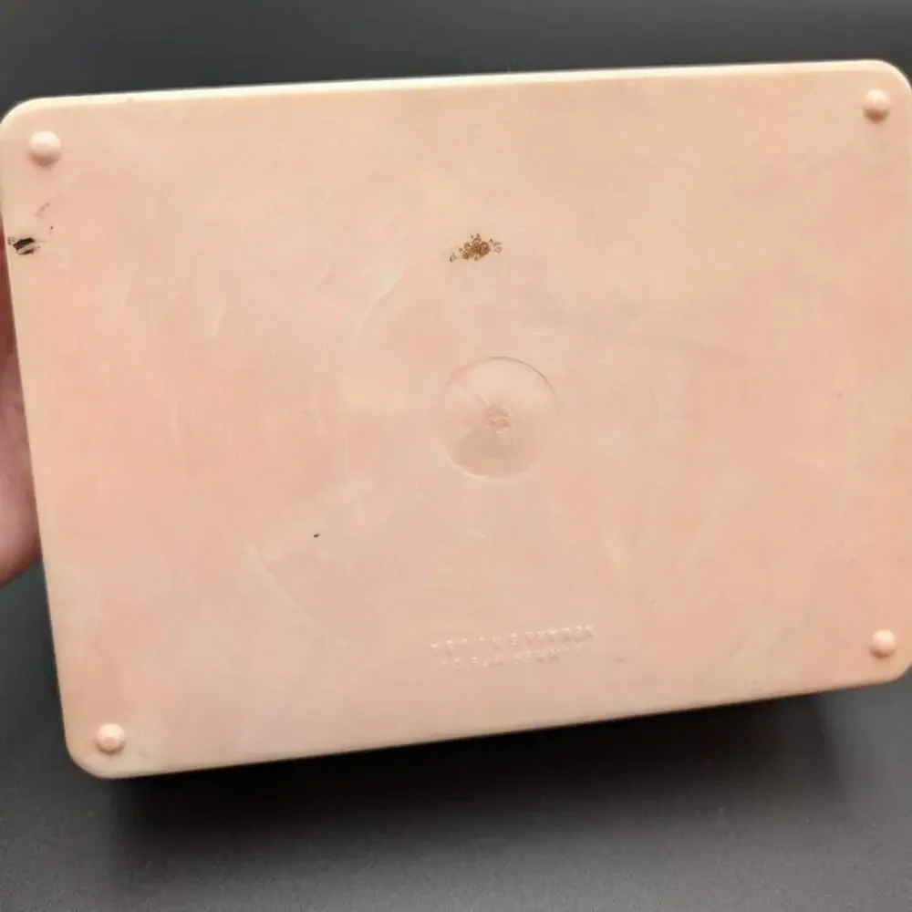 Vintage Pink Plastic Marbled Trinket Jewelry Box By Hommer MFG Made In USA